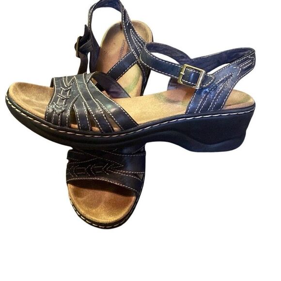 Clarks Bendables Women’s Navy Blue Size 10 N Sandals BoHo - Picture 1 of 5